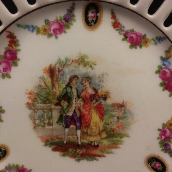 10 Pc Antique 1910 German Lattice Edged Porcelain Bread/Tea Plates - Picture 6 of 16